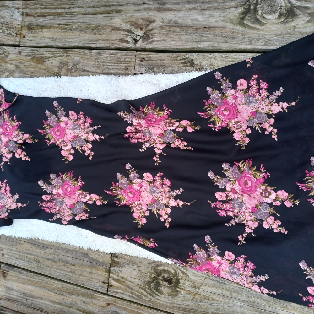 Floral Black Midi Dress